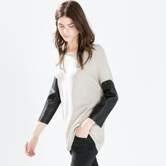 Zara Knit Womens Tunic Sweater Faux 